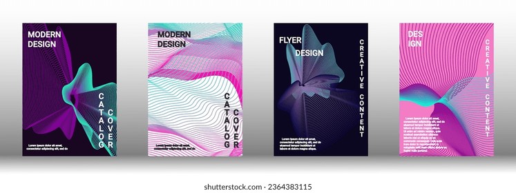 Modern design template. A set of modern abstract covers. Creative backgrounds from abstract lines to create a fashionable abstract cover, banner, poster, booklet. Vector illustration. EPS 10.