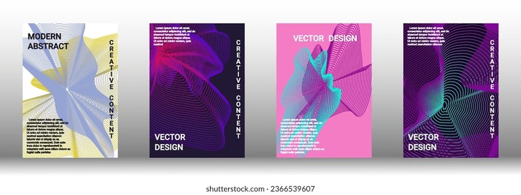 Modern design template. A set of modern abstract covers. Creative backgrounds from abstract lines to create a fashionable abstract cover, banner, poster, booklet. Vector illustration. EPS 10.