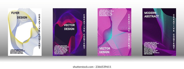 Modern design template. A set of modern abstract covers. Creative backgrounds from abstract lines to create a fashionable abstract cover, banner, poster, booklet. Vector illustration. EPS 10.