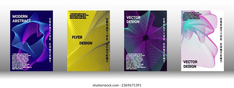 Modern design template. A set of modern abstract covers. Creative backgrounds from abstract lines to create a fashionable abstract cover, banner, poster, booklet. Vector illustration. EPS 10.