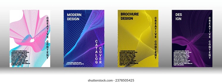 Modern design template. A set of modern abstract covers. Creative backgrounds from abstract lines to create a fashionable abstract cover, banner, poster, booklet. Vector illustration. EPS 10.
