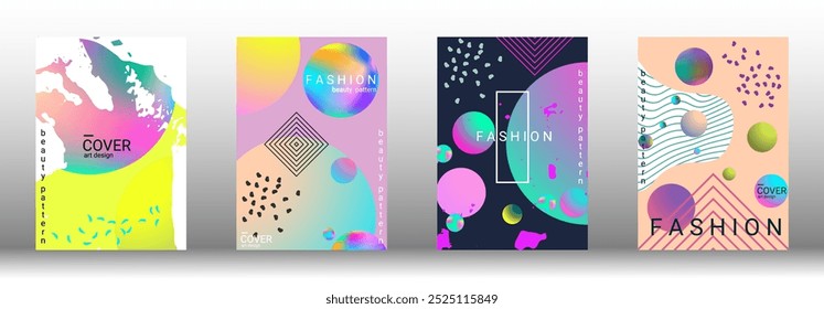 Modelo de design moderno. Conjunto de capas abstratas modernas. Planos de fundo criativos de formas de gradiente abstratas para criar uma capa abstrata moderna, banner, cartaz, livreto. Ilustração vetorial. EPS 10.