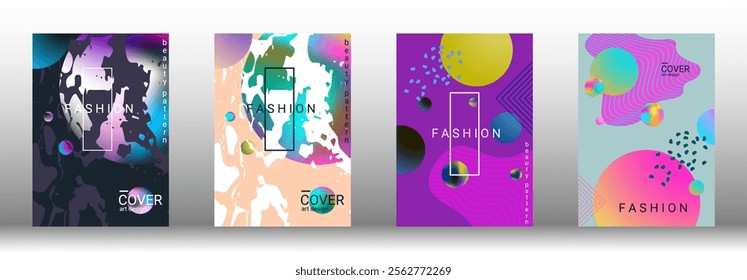 Modern design template. Set of modern abstract covers. Creative backgrounds from abstract gradient shapes to create a trendy abstract cover, banner, poster, booklet. Vector illustration. EPS 10.