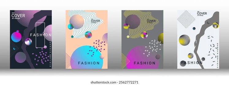 Modern design template. Set of modern abstract covers. Creative backgrounds from abstract gradient shapes to create a trendy abstract cover, banner, poster, booklet. Vector illustration. EPS 10.