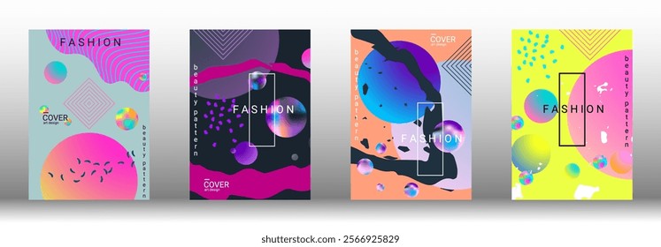 Modern design template. Set of modern abstract covers. Creative backgrounds from abstract gradient shapes to create a trendy abstract cover, banner, poster, booklet. Vector illustration. EPS 10.