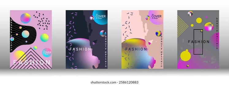 Modern design template. Set of modern abstract covers. Creative backgrounds from abstract gradient shapes to create a trendy abstract cover, banner, poster, booklet. Vector illustration. EPS 10.