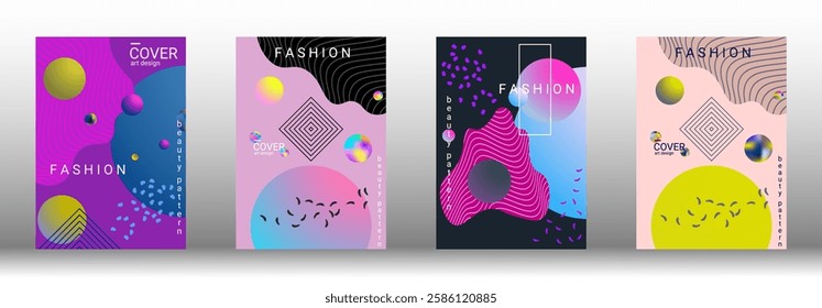 Modern design template. Set of modern abstract covers. Creative backgrounds from abstract gradient shapes to create a trendy abstract cover, banner, poster, booklet. Vector illustration. EPS 10.