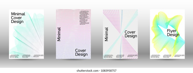 Modern design template. A set of creative sound backgrounds with abstract gradient linear waves to create a fashionable abstract cover, banner, poster, booklet.