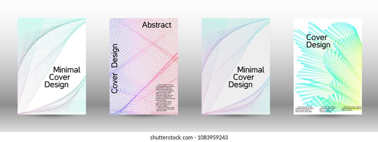 Modern design template. A set of creative sound backgrounds with abstract gradient linear waves to create a fashionable abstract cover, banner, poster, booklet.