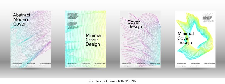 Modern design template. A set of creative sound backgrounds with abstract gradient linear waves to create a fashionable abstract cover, banner, poster, booklet.