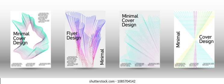 Modern design template. A set of creative sound backgrounds with abstract gradient linear waves to create a fashionable abstract cover, banner, poster, booklet.