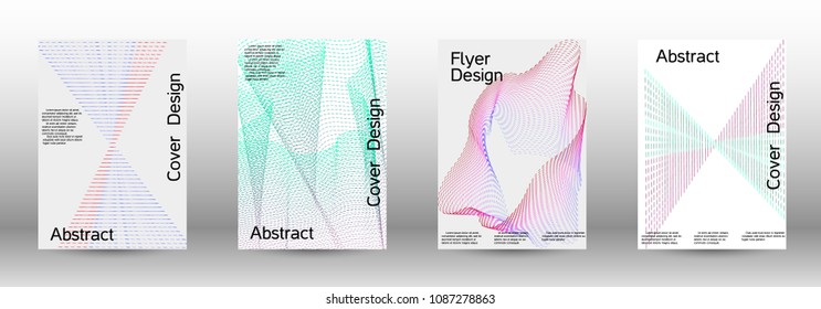 Modern design template. A set of creative sound backgrounds with abstract gradient linear waves to create a fashionable abstract cover, banner, poster, booklet.