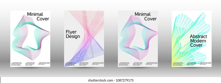 Modern design template. A set of creative sound backgrounds with abstract gradient linear waves to create a fashionable abstract cover, banner, poster, booklet.