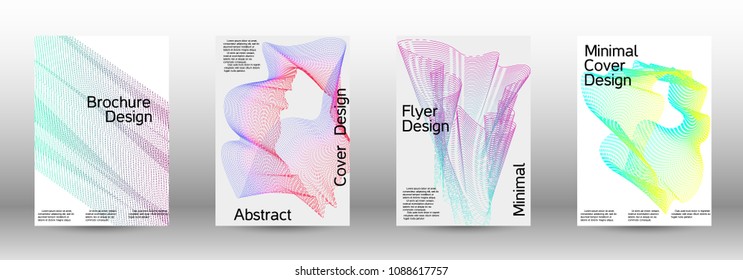 Modern design template. A set of creative sound backgrounds with abstract gradient linear waves to create a fashionable abstract cover, banner, poster, booklet.