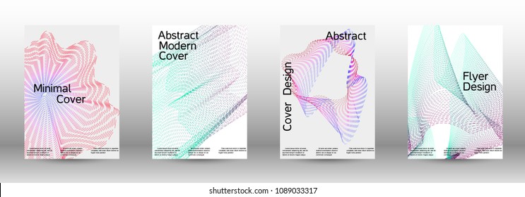 Modern design template. A set of creative sound backgrounds with abstract gradient linear waves to create a fashionable abstract cover, banner, poster, booklet.