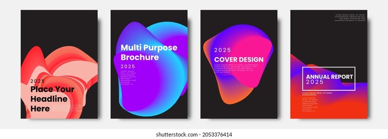 Plantilla de diseño moderna. Un conjunto de cubiertas modernas de fluidos. Fondos creativos para crear una portada, pancarta, afiche, folleto abstracto de moda.