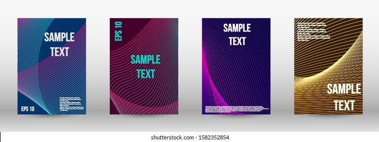 Modern design template. A set of trendy covers.  Wave lines.Striped background.  Trendy geometric patterns. EPS10 Vector Design.