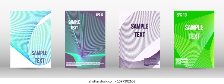 Modern design template. A set of trendy covers.  Geometric template with lines for booklet cover. Trendy geometric patterns. EPS10 Vector Design.
