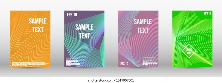 Modern design template. A set of trendy covers.  Wave lines.Striped background.  Trendy geometric patterns. EPS10 Vector Design.