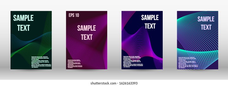 Modern design template. A set of trendy covers.  Wave lines.Striped background.  Trendy geometric patterns. EPS10 Vector Design.