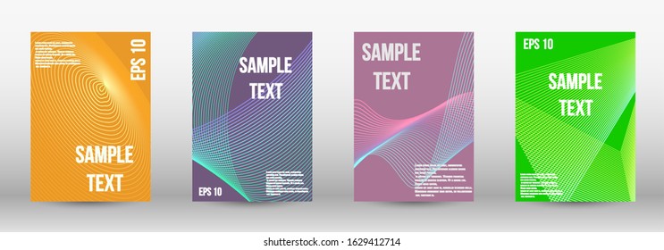 Modern design template. A set of trendy covers.  Geometric template with lines for booklet cover. Trendy geometric patterns. EPS10 Vector Design.