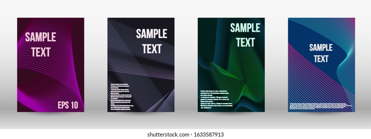 Modern design template. A set of trendy covers.  Wave lines.Striped background.  Trendy geometric patterns. EPS10 Vector Design.