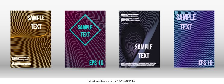Modern design template. A set of trendy covers.  Wave lines.Striped background.  Trendy geometric patterns. EPS10 Vector Design.