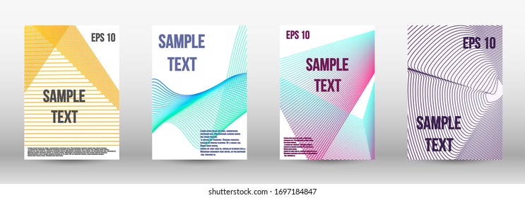Modern design template. A set of trendy covers.  Wave lines.Striped background.  Trendy geometric patterns. EPS10 Vector Design.