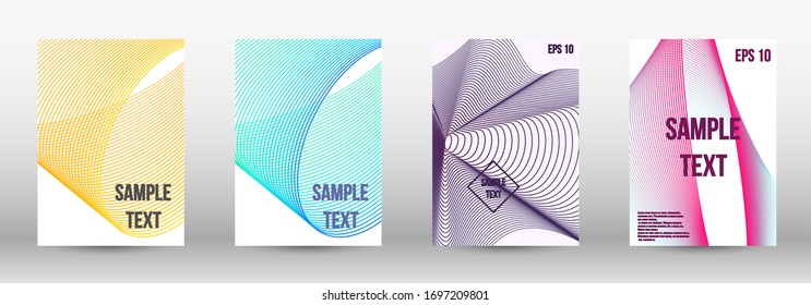 Modern design template. A set of trendy covers.  Wave lines.Striped background.  Trendy geometric patterns. EPS10 Vector Design.