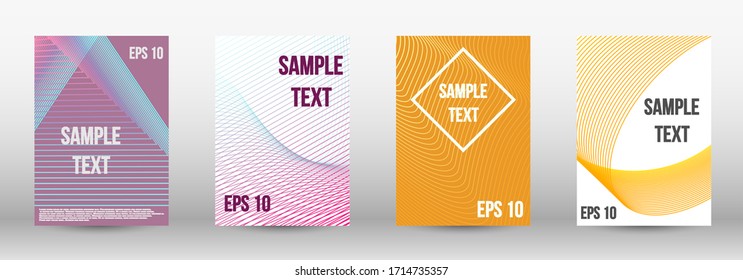 Modern design template. A set of trendy covers.  Wave lines.Striped background.  Trendy geometric patterns. EPS10 Vector Design.