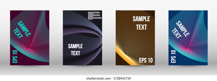 Modern design template. A set of trendy covers.  Wave lines.Striped background.  Trendy geometric patterns. EPS10 Vector Design.
