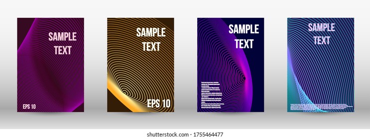 Modern design template. A set of trendy covers.  Wave lines.Striped background.  Trendy geometric patterns. EPS10 Vector Design.