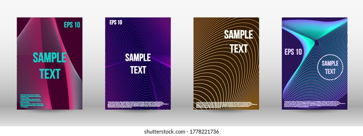 Modern design template. A set of trendy covers.  Wave lines.Striped background.  Trendy geometric patterns. EPS10 Vector Design.