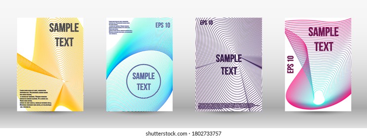 Modern design template. A set of trendy covers.  Wave lines. Striped background.  Trendy geometric patterns. EPS10 Vector Design.