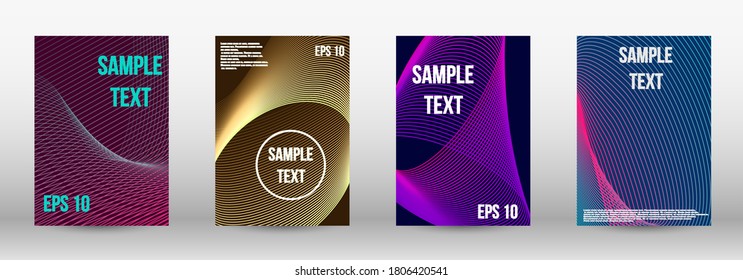 Modern design template. A set of trendy covers.  Wave lines.Striped background.  Trendy geometric patterns. EPS10 Vector Design.