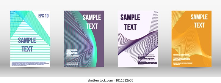 Modern design template. A set of trendy covers.  Wave lines.Striped background.  Trendy geometric patterns. EPS10 Vector Design.