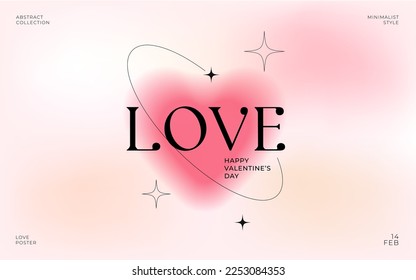 Modern design template Valentines day   Love card  banner  poster  cover  Trendy minimalist aesthetic and gradients   typography  y2k background  Pale pink   yellow  red vibrant colors 