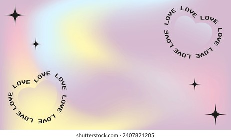 Modern design template of Valentines day and Love card, banner, poster, cover. Trendy minimalist aesthetic,gradients, empty space. y2k background. Pale pink and yellow, violet vibrant colors.
