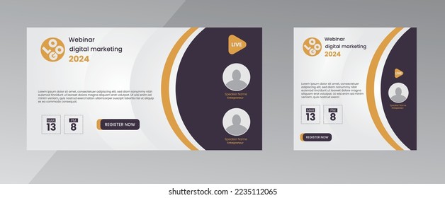modern design template of a webinar event - Business Conference live webinar banner invitation and social media post template. Business webinar invitation design