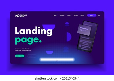 Modern design template for websites, landing page or apps. Blue design