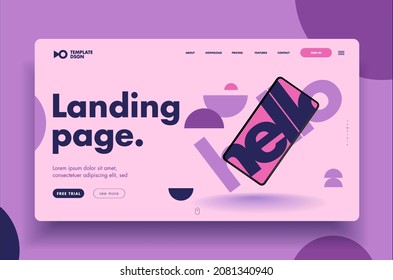 Modern design template for websites, landing page or apps. Purple design