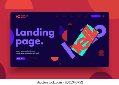 Modern Design Template For Websites, Landing Page Or Apps. Colorful Design