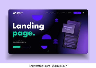 Modern design template for websites, landing page or apps. Violet  colorful design