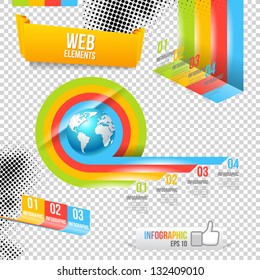 Plantilla de diseño moderna con Mapa Mundial. Banners numerados por infografía. Diseño del sitio web del vector.