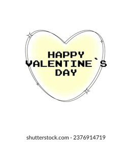 Modern design templates of Happy Valentines day and Love card, banner, poster, cover. White background. Style y2k. Pale yellow color. Vector illustration