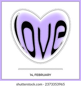 Modern design templates of  Valentines day and Love card, banner, poster, cover. Trendy minimalist design with typography. Style y2k. Pale purple, violet, blue colors. Vector illustration