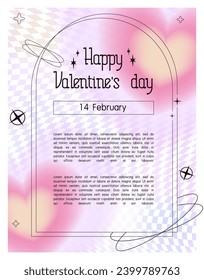 Plantillas de diseño modernas para el Día de San Valentín. afiches de gradiente que fluyen con formas lineales. estética minimalista de moda 2000 con tipografía de arcos lineales. fondo pálido pastel borroso