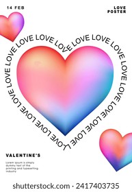 Modern design templates for Valentines day, Love card, banner, poster, cover, invitation. Trendy minimalist aesthetic with gradients and typography, y2k backgrounds. vector illustration.