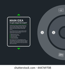 Modern design text background with two gray rings in flat style on dark gray background. Useful for corporate presentations and advertising.