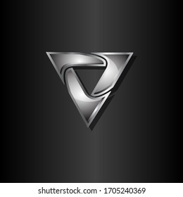 Modern design triangle with color metal on black background. Emblem design of triangle symbol. Vector illustration EPS.8 EPS.10
